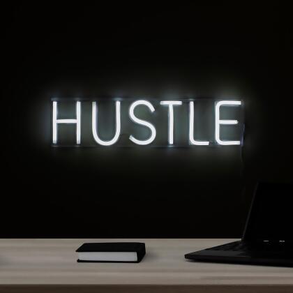 20” Bright White Neon Style Hustle LED Lighted Wall Sign 
