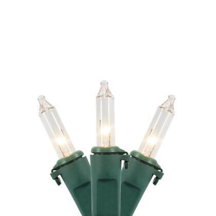 50 Count Clear Mini Christmas Lights, 10 ft Green Wire 
