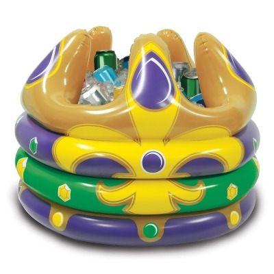 Pack of 6 Inflatable Green and Purple Mardi Gras Crown Drink Cooler 24