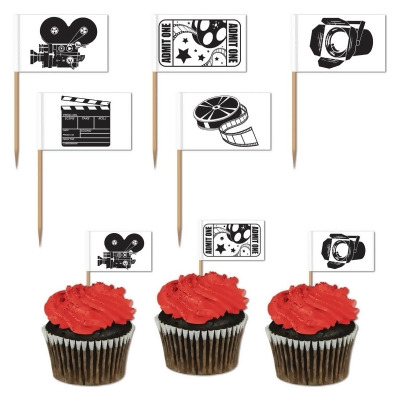 Club Pack of 12 Black Movie Set Food and Drink or Decoration Party Picks 2.5