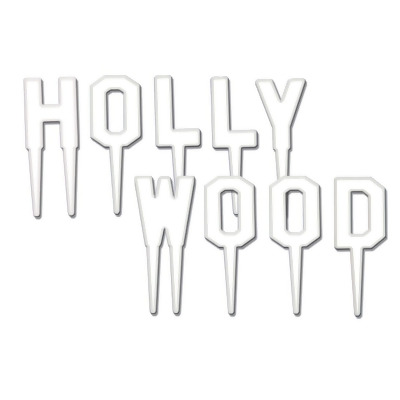 Club Pack of 12 White HOLLYWOOD Food or Drink Decoration Party Picks 2