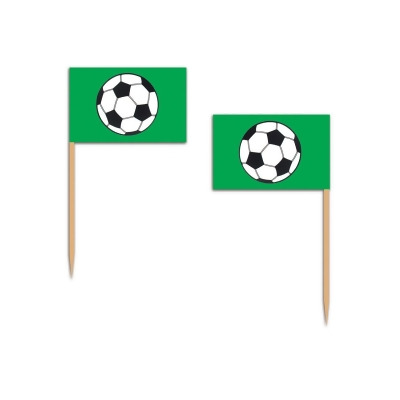 Club Pack of 12 Green and White Soccer Ball Food or Drink Decoration Party Picks 2.5