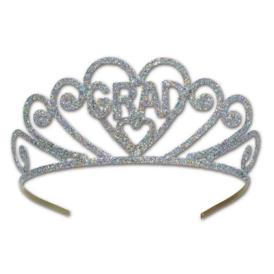 Club Pack of 6 Glittered Grad' Women Adult Tiara Costume Accessories - One Size 