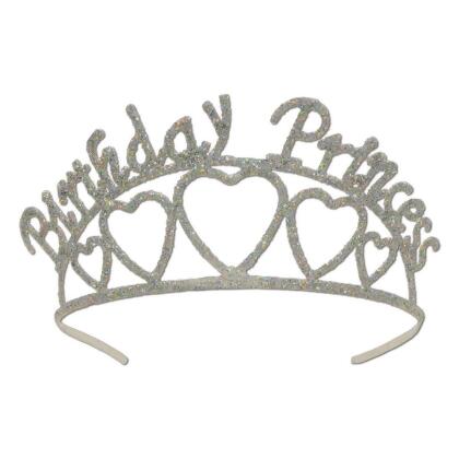 Club Pack of 6 Glittered 'Birthday Princess' Women Adult Tiara Costume  Accessories - One Size