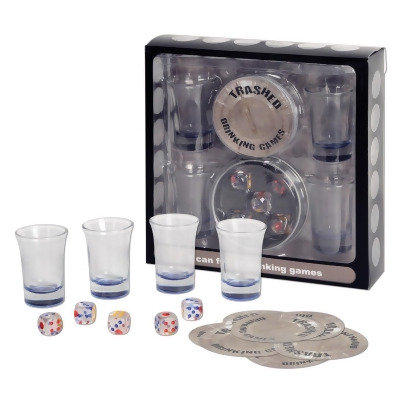 Pack of 6 Clear and White Trashed Drinking Party Games 