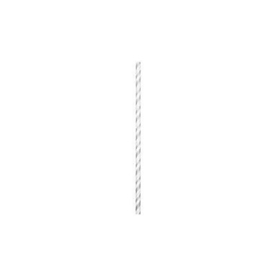 Club Pack of 144 Shimmering Silver and White Striped Drinking Straw Party Favors 7.75