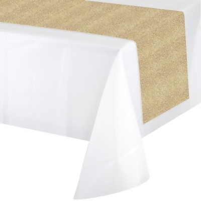 Pack of 6 Glittering Gold and White Disposable Party Banquet Table Runners 84