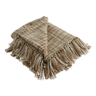 4' x 5' Brown and White Variegated Rectangular Home Essentials Woven Throw 