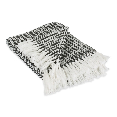 4' x 5' Black and White Rectangular Home Essentials Woven Throw 