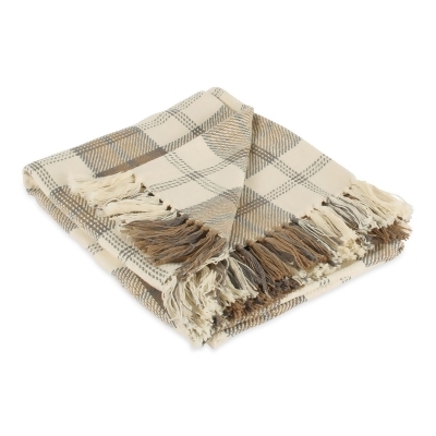 4' x 5' Brown and Beige Rectangular Essential Woven Plaid Throw 