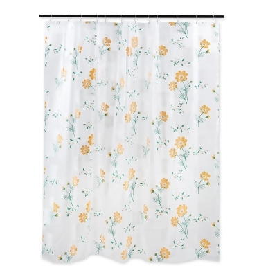 6' Orange and Green Floral Print Home and Bathroom Essentials Shower Curtain 