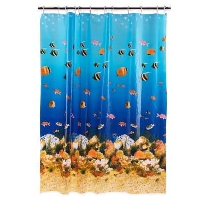 6' Blue, Yellow, and Orange Underwater Print Home and Bathroom Essentials Shower Curtain 