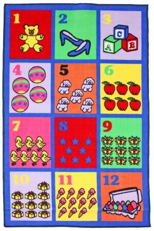 3' x 5' Blue, Red, and Pink Rectangular Home Essentials Children Rug 