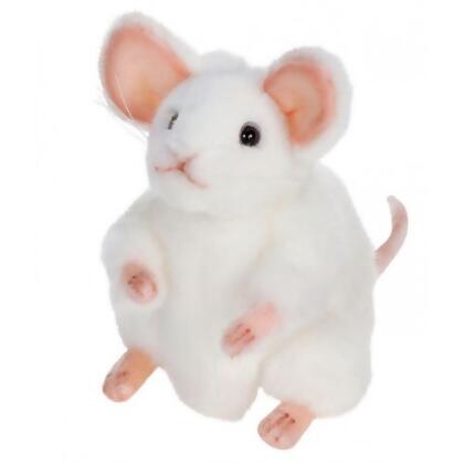 Set of 4 White and Pink Handcrafted Soft Plush German Mouse Stuffed Animals  21.75