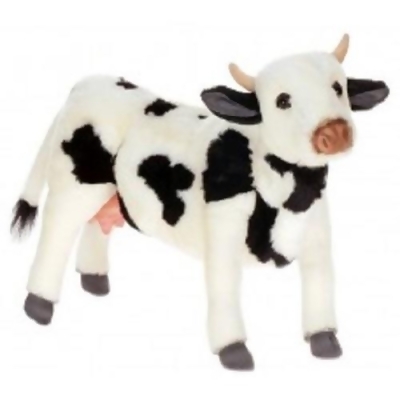 Set of 2 Black and White Handcrafted Soft Plush Cow Stuffed Animals 15.5