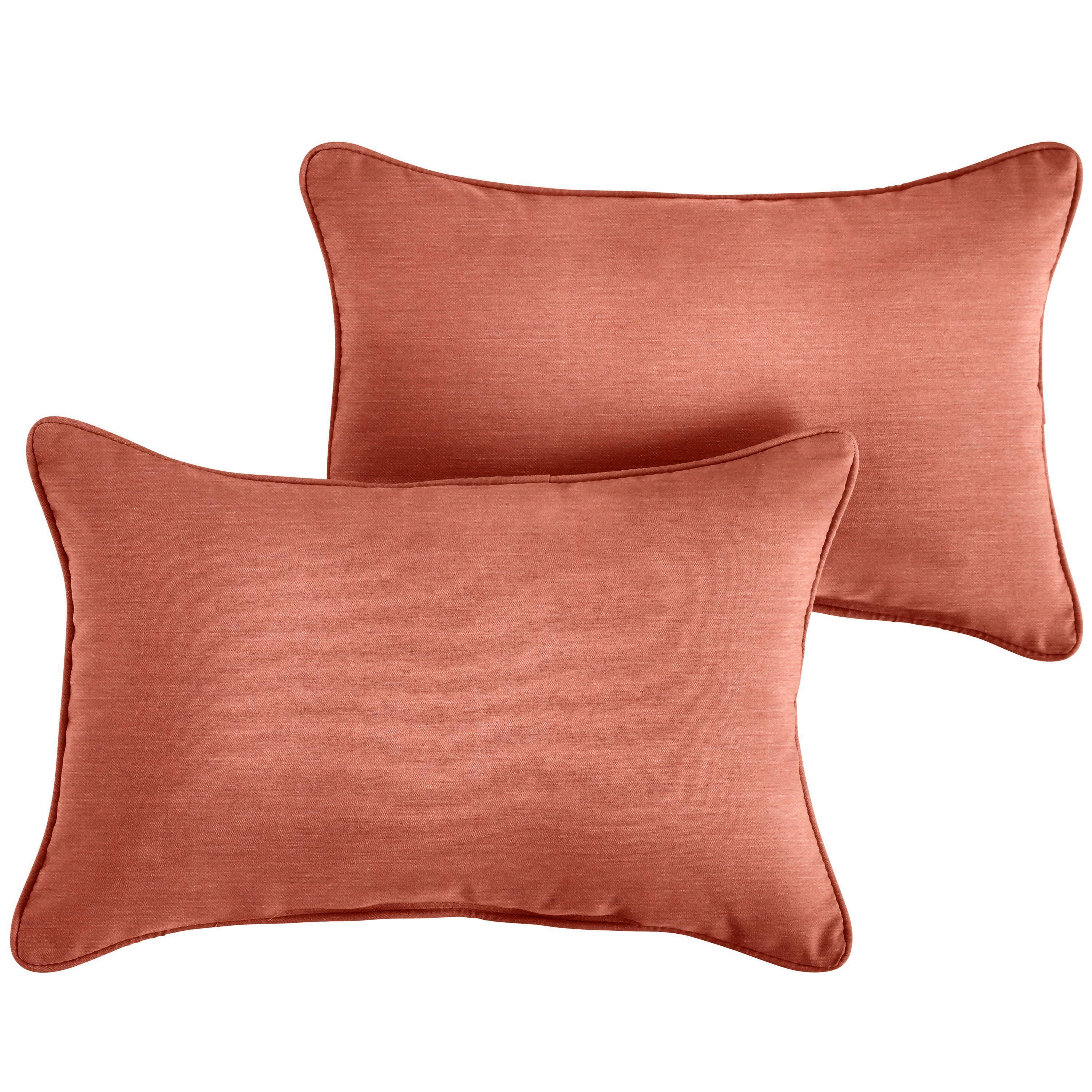 Set of 2 Coral Pink Trim Sunbrella Outdoor Pillow 20