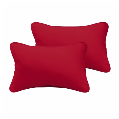 Set of 2 Crimson Red Corded Indoor and Outdoor Lumbar Pillow, 20