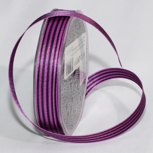 Purple and Black Stripe Craft Ribbon 0.5 x 162 Yards - All