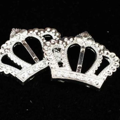 Club Pack of 200 Silver Faux Rhinestone Crown Slip-On Crafting Accessory 1.75
