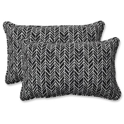 Set of 2 Black and Pearly White Corded Throw Pillows 18.5” 