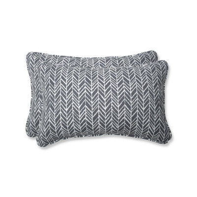 Set of 2 Gray and Pearly White Corded Throw Pillows 18.5” 