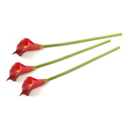Set of 3 Red, Green, and Yellow Home Essentials and Accessories DII Flower Calla Lily, 26.25