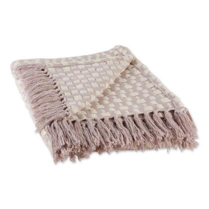 Lilac Purple and White Rectangular Checkered Cotton Decorative Throw 50
