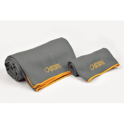 Set of 2 Gray and Yellow Sports Essentials and Accessories DII Yoga Towels, 5.75' 