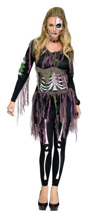 Black and Purple Skeleton Women Adult Halloween Costume - Small
