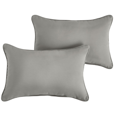 Set of 2 Gray Corded Indoor and Outdoor Lumbar Pillow, 20