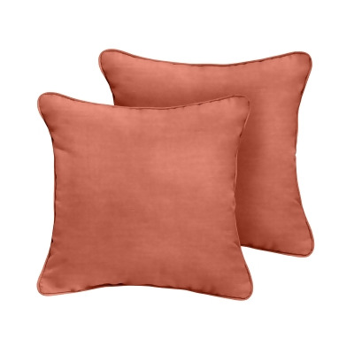 Set of 2 Coral Pink Corded Sunbrella Outdoor Pillow, 18-Inch 