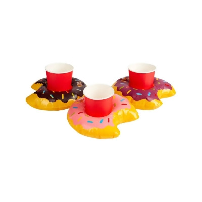 Set of 3 Inflatable Donut Pool Beverage Drink Holder Rings 19