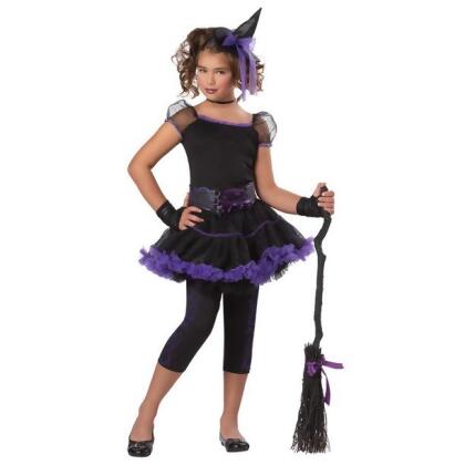 Girl's Purple and Black Stardust Witch Halloween Costume - Large