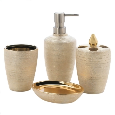 Set of 4 Gold Contemporary Shimmer Bathroom Accessories 10.75