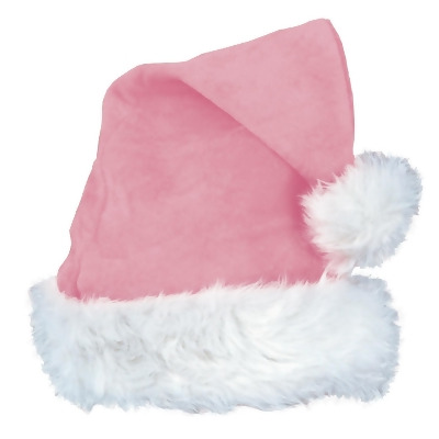 Club Pack of 12 Pink Velvet with Plush White Trim Santa Hats 