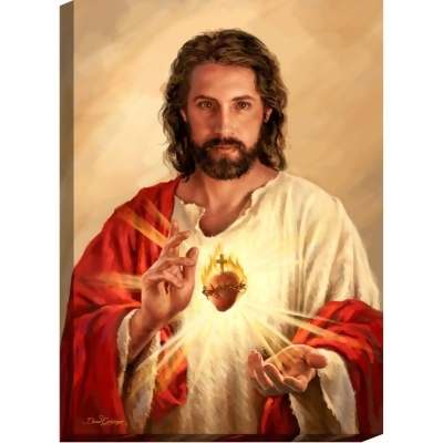 Red and White Scared Heart of Jesus Canvas Rectangular Wall Art Decor 18