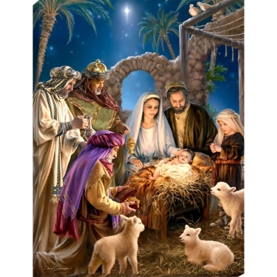 Purple and White The Nativity Birth of Jesus Canvas Rectangular Wall Art Decor 10
