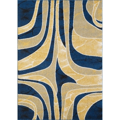5' x 7' Yellow and Blue Graphic Rectangular Area Throw Rug 