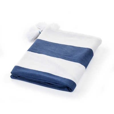 Navy Blue and White Striped Throw Blanket 50