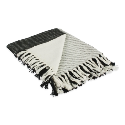 4' x 5' Black and White Rectangular Home Essentials Woven Throw with Fringe 
