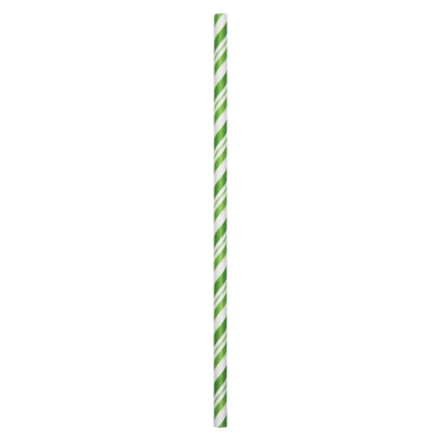 Club Pack of 144 Lime Green and White Striped Straw Party Favors 7.75