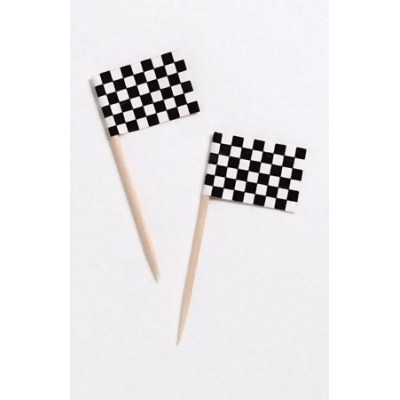 Club Pack of 600 Black and White Checkered Flag Food or Decorative Party Picks 2.5