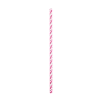 Club Pack of 144 Candy Pink and White Striped Paper Straw Party Favors 7.75