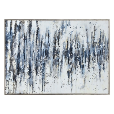 Navy Blue and White Abstract Rectangular Framed Wall Art 32