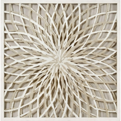 White and Beige Geometric Radial Square Framed Wall Decor 29.5