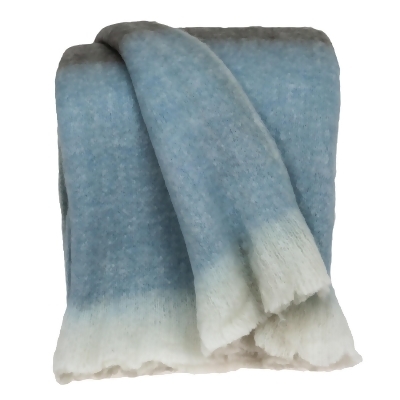 Beige and Blue Transitional Handloom Throw Blanket 52
