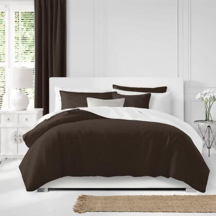 Set of 3 Chocolate Brown Solid Comforter with Pillow Shams - Full Size 