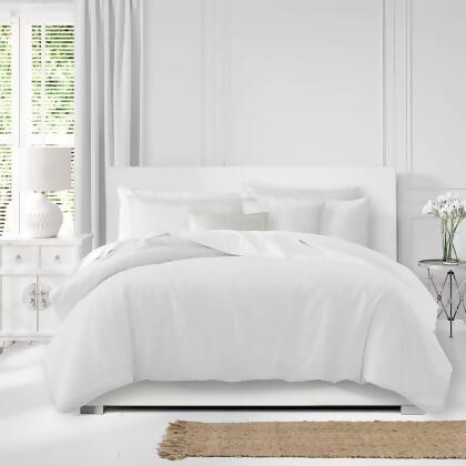 Set of 3 White Solid Comforter with Pillow Shams - Full Size 