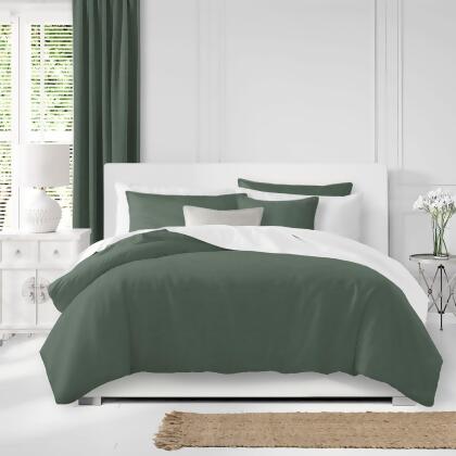Set of 3 Green Solid Comforter with Pillow Shams - King Size