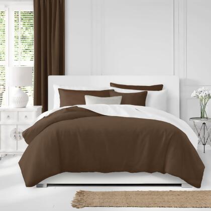 Set of 3 Walnut Brown Solid Comforter with Pillow Shams - Full Size 